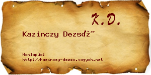 Kazinczy Dezső névjegykártya